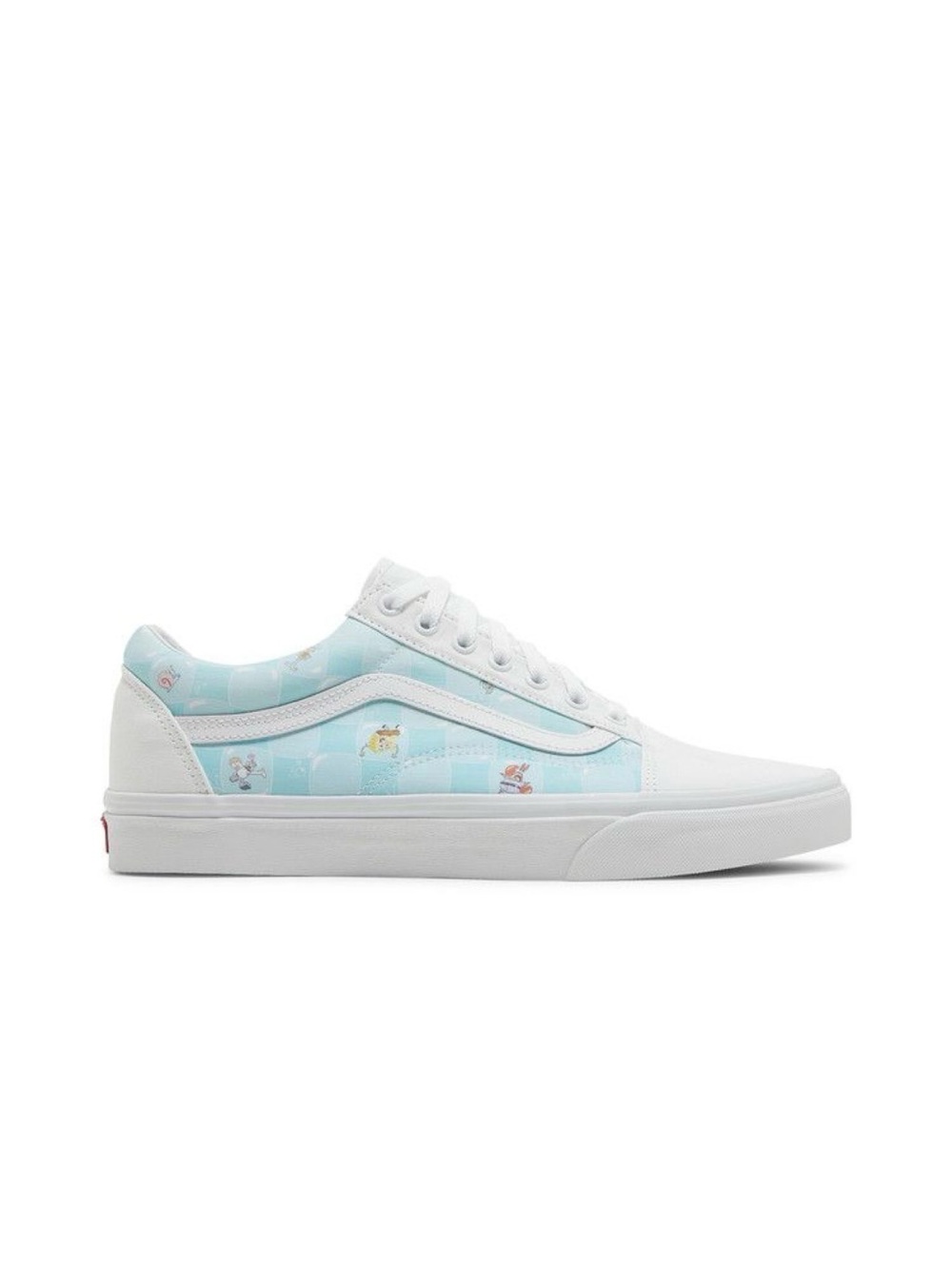 Vans Sponge Bob Low Top Sneaker in White and Pastel Blue Checker